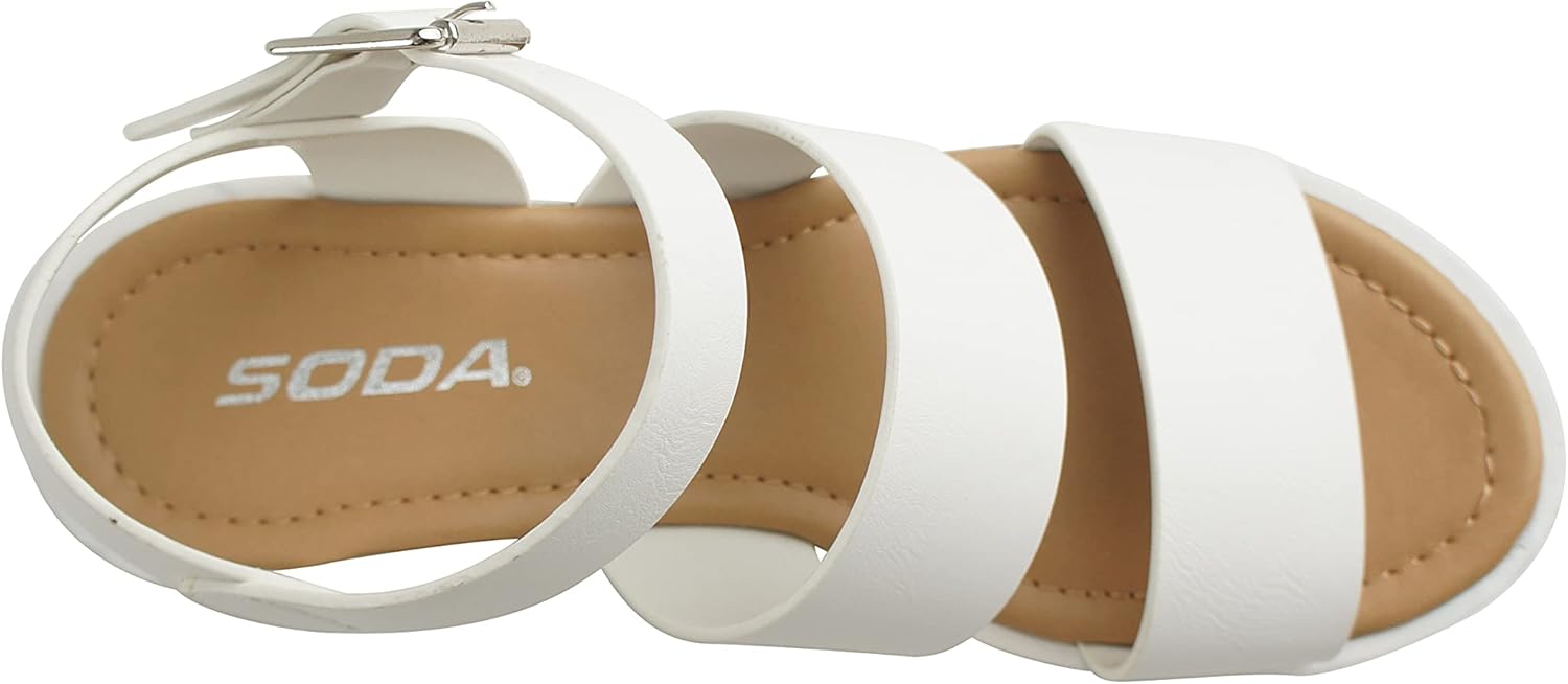 Soda ACCOUNT ~ Women Open Toe Two Bands Lug sole Fashion Block Heel Sandals with Adjustable Ankle Strap - Image 6