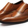 FRASOICUS Men ’s Dress Shoes Genuine Leather Monk Strap Wingtip Formal Shoes Slip-On Loafer - Image 2