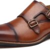 Mens Double Monk Strap Slip on Loafer Cap Toe Leather Oxford Formal Business Casual Comfortable Dress Shoes for Men - Image 2