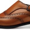 FRASOICUS Men ’s Dress Shoes Genuine Leather Monk Strap Wingtip Formal Shoes Slip-On Loafer - Image 3