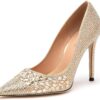 Lryweisy Women's High Heels Pumps Rhinestone Heels Closed Toe Heels for Women 4 Inch Stiletto Dress Wedding Party Pumps Shoes - Image 2