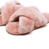 Crazy Lady Women's Fuzzy Fluffy House Slippers Cute Plush Memory Foam Shoes Cross Band Indoor Outdoor Open Toe Sandals - Image 2