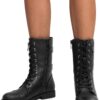 DREAM PAIRS Women's Combat Boots, Mid Calf Built-in Wallet Pocket Lace up Military Ankle Booties - Image 8