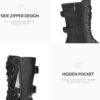DREAM PAIRS Women's Combat Boots, Mid Calf Built-in Wallet Pocket Lace up Military Ankle Booties - Image 6