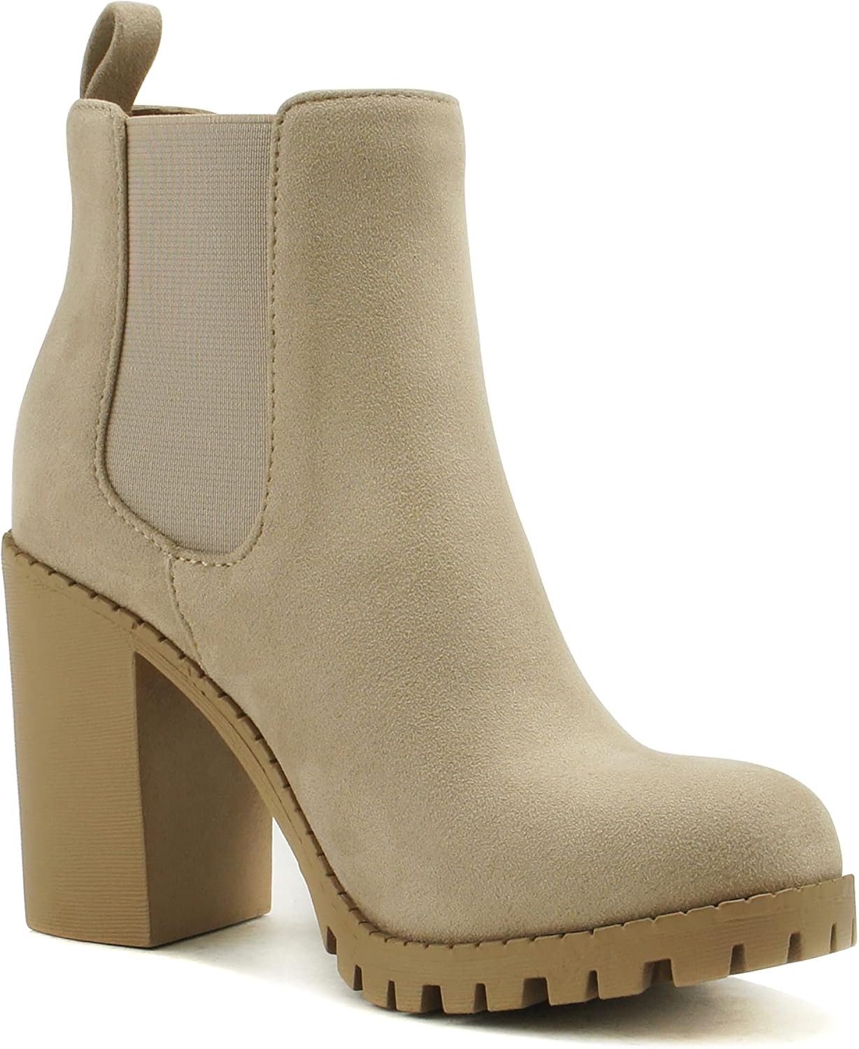 Soda Glove - Ankle Boot w/Lug Sole Elastic Gore and Chunky Heel - Image 5