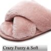 Crazy Lady Women's Fuzzy Fluffy House Slippers Cute Plush Memory Foam Shoes Cross Band Indoor Outdoor Open Toe Sandals - Image 4