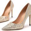 Lryweisy Women's High Heels Pumps Rhinestone Heels Closed Toe Heels for Women 4 Inch Stiletto Dress Wedding Party Pumps Shoes - Image 4