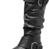 DREAM PAIRS Women's Knee High Low Hidden Wedge Boots Suede Faux Fur Lining Side Zipper Knee High Boots - Image 2
