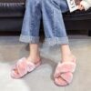 Crazy Lady Women's Fuzzy Fluffy House Slippers Cute Plush Memory Foam Shoes Cross Band Indoor Outdoor Open Toe Sandals - Image 3